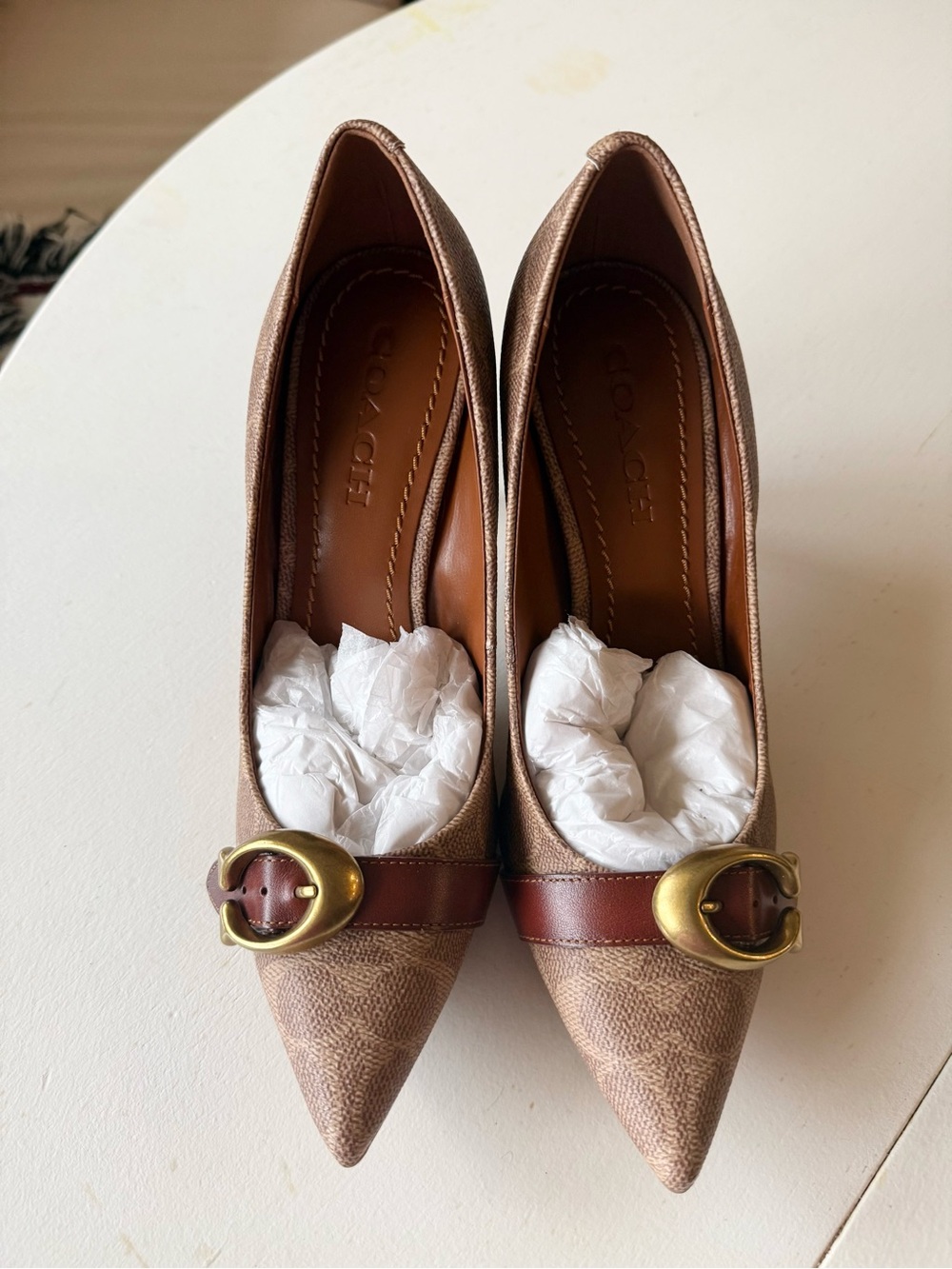 Coach Metallic Brown Pointed-Toe Buckle Pumps - Picture 2 of 9